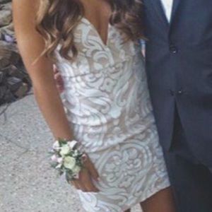 Charlotte Russe White and Tan Dress